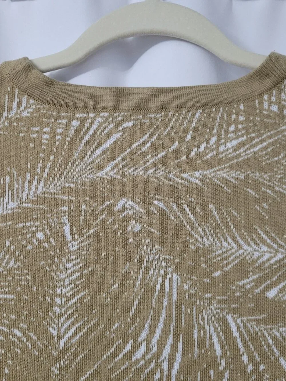 Michael Kors Palm Print Short Sleeve Knit Sweater
